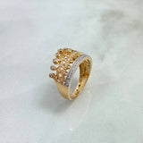 Anillo Corona Real 15s 3.55gr / T6 / Circones Blancos Dos Oros Amarillo Blanco ©