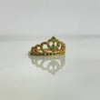 Anillo Corona Corazon 15s 2.4gr / T6 1/2 / Circones Verdes Oro Amarillo ©