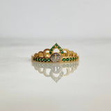 Anillo Corona Curva 15s 2.3gr / T7 / Circones Verdes Dos Oros Amarillo Blanco ©