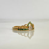 Anillo Corona Curva 15s 2.3gr / T7 / Circones Verdes Dos Oros Amarillo Blanco ©