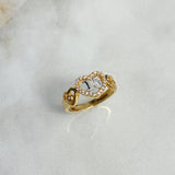Anillo Tres Corazones 15s 2.7gr / T5 1/4 / Circones Blancos Dos Oros Amarillo Blanco ©