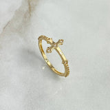 Anillo Cruz Bizantina 1.45gr / T6 1/4 / Circones Blancos Oro Amarillo ©