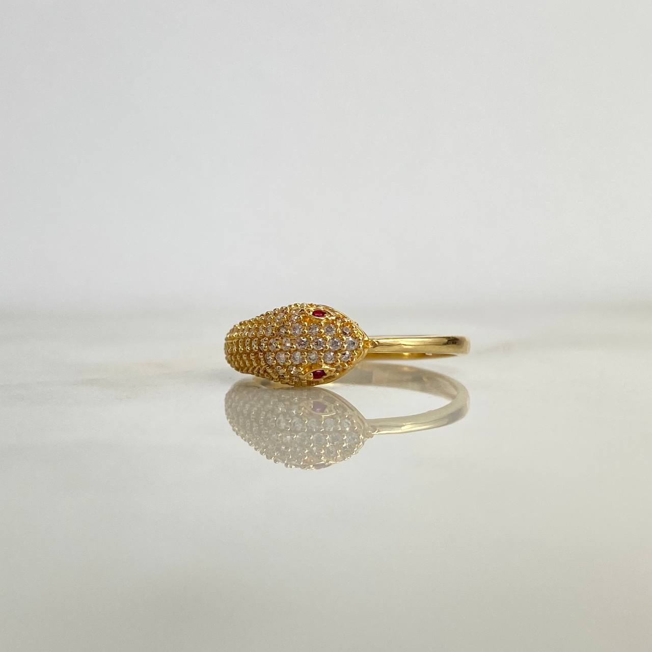 Anillo Serpiente 2.8gr / T7 1/2 / Circones Blancos Fucsias Oro Amarillo ©