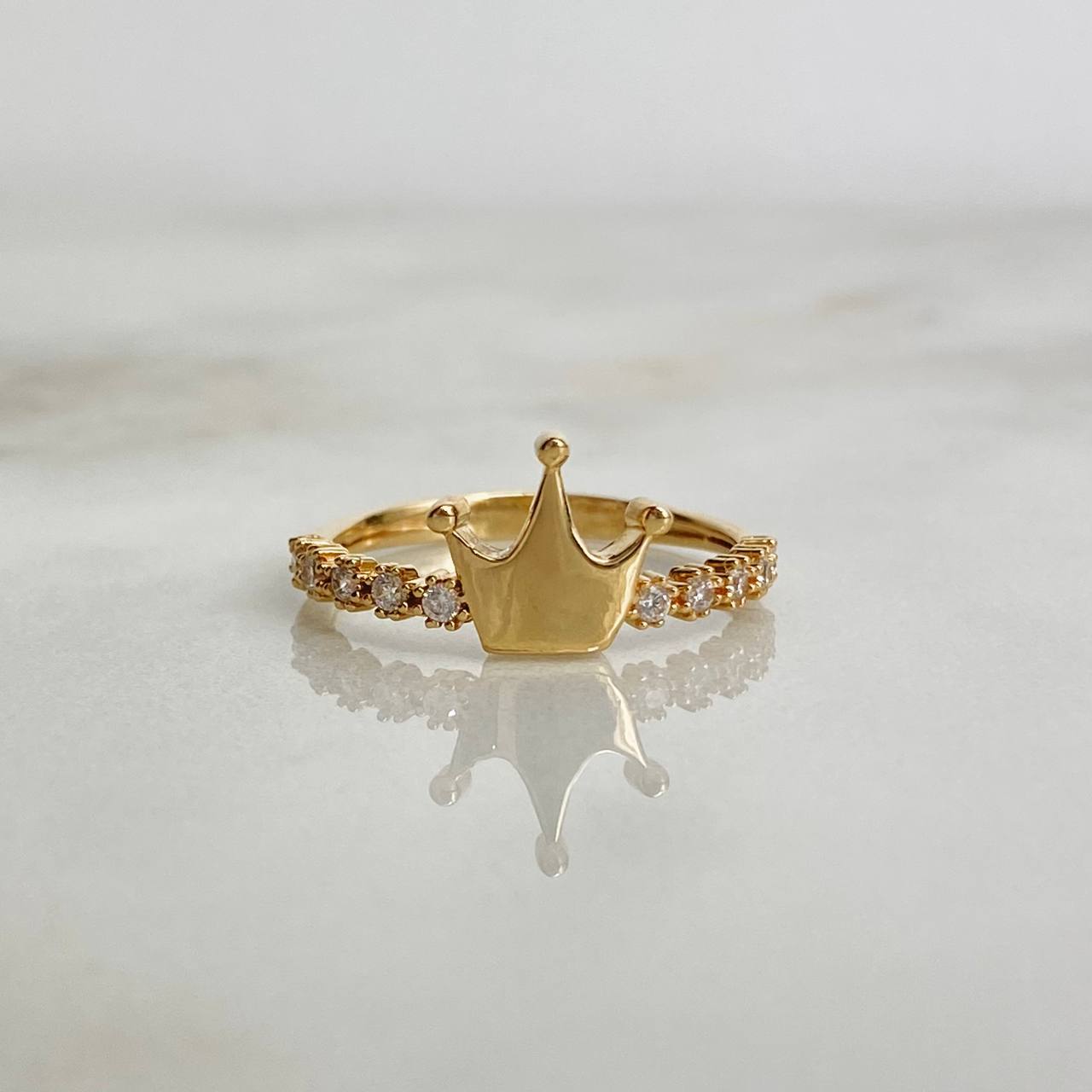 Anillo Corona 2.15gr / T6 3/4 / Circones Blancos Oro Amarillo ©
