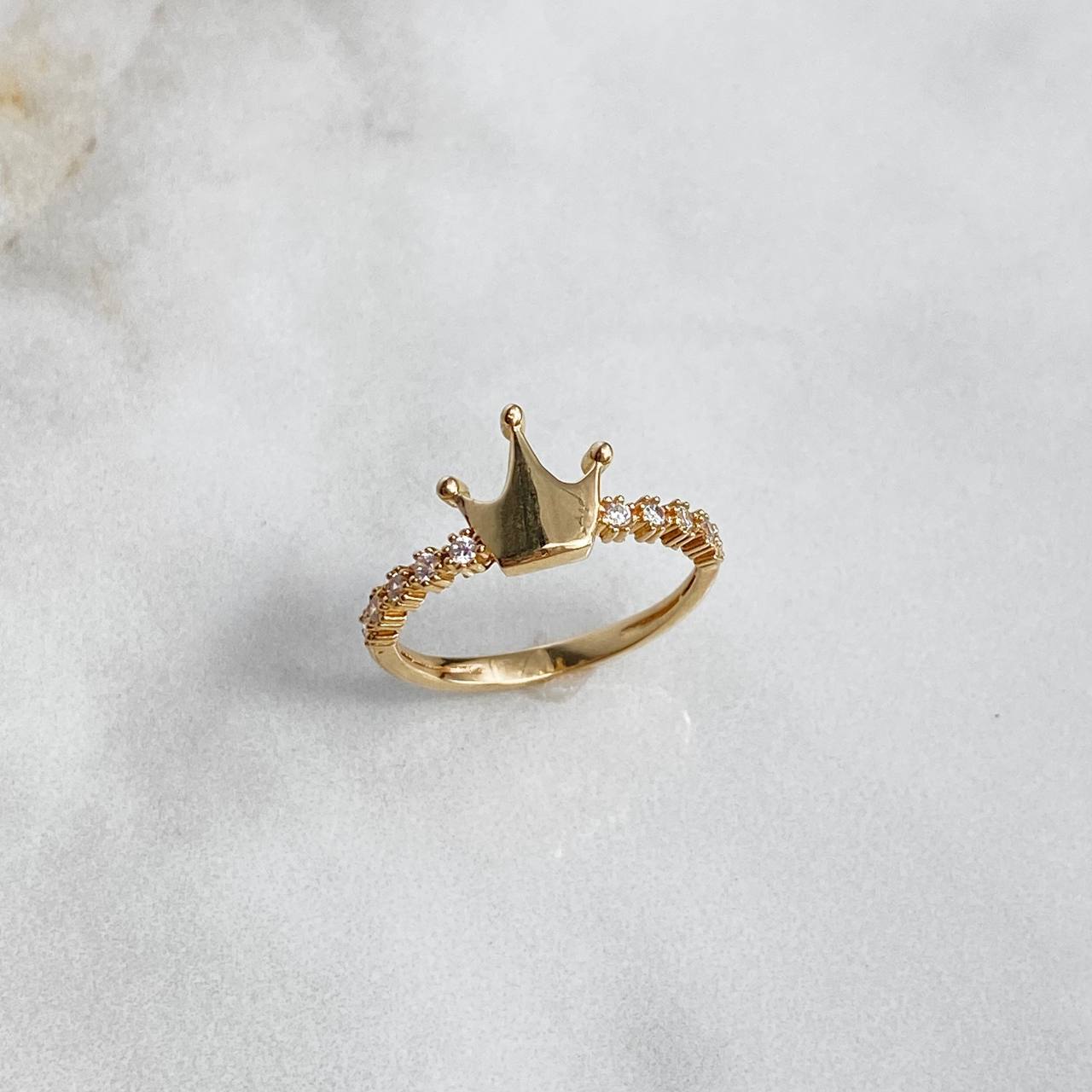 Anillo Corona 2.15gr / T6 3/4 / Circones Blancos Oro Amarillo ©