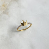 Anillo Corona 1.8gr / T7 / Circones Blancos Dos Oros Amarillo Blanco ©