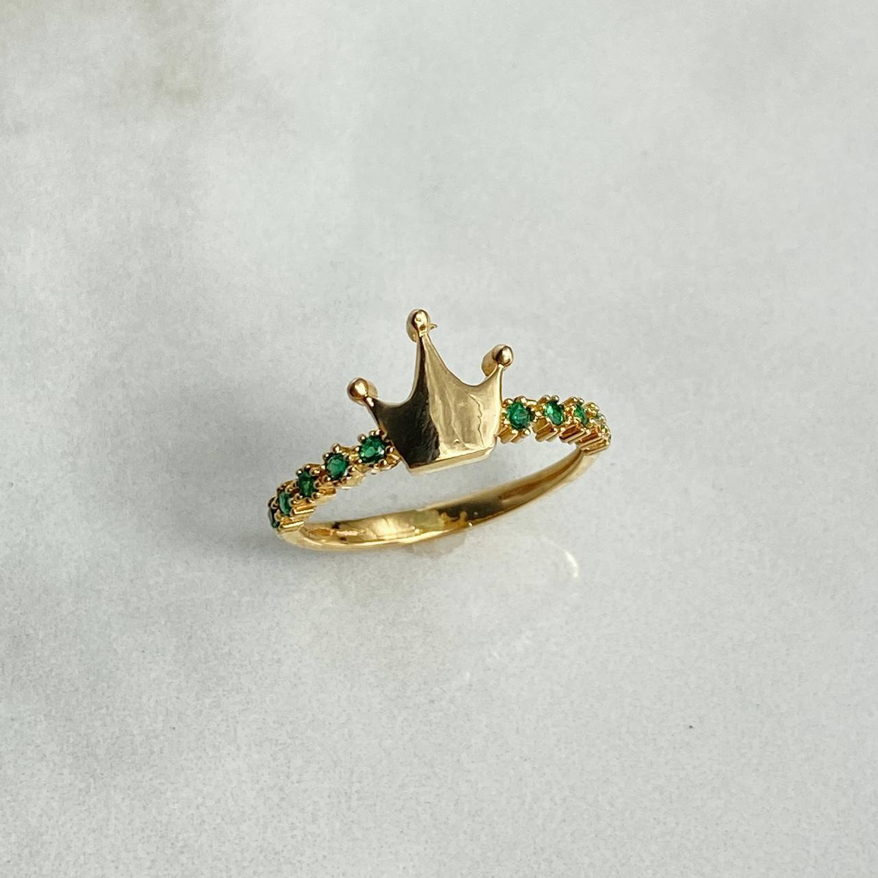 Anillo Corona 2.2gr / T6 3/4 / Circones Verdes Oro Amarillo ©