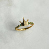 Anillo Corona 2.2gr / T6 3/4 / Circones Verdes Oro Amarillo ©