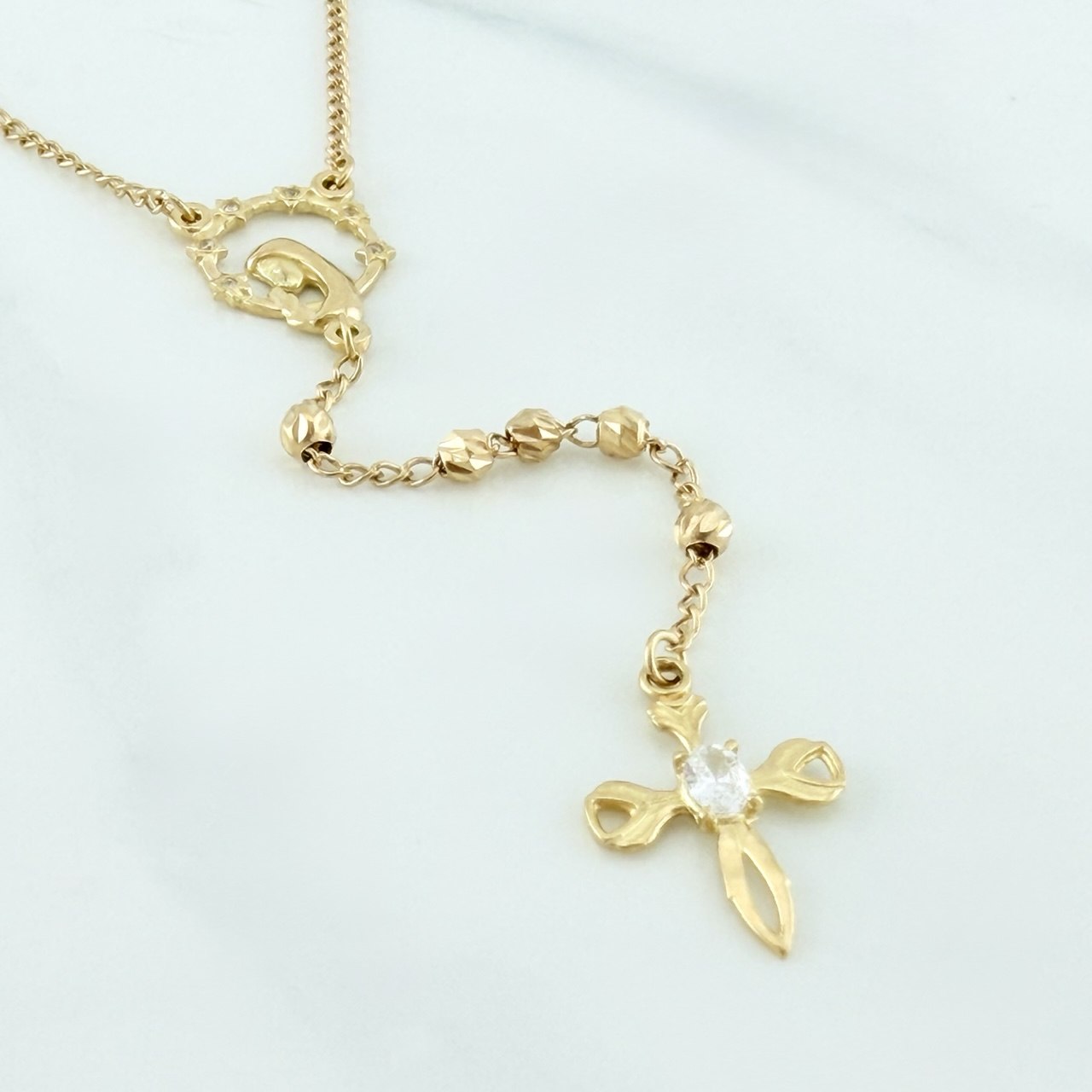 Rosario Virgen Maria 9.55 g / 58 cm / 3 mm Oro Amarillo 18K
