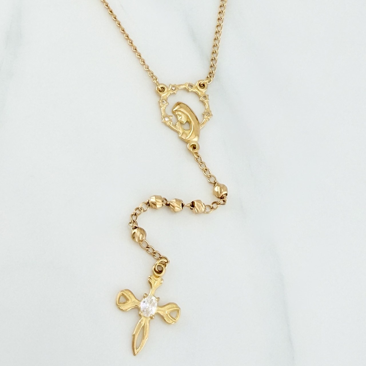 Rosario Virgen Maria 9.55 g / 58 cm / 3 mm Oro Amarillo 18K