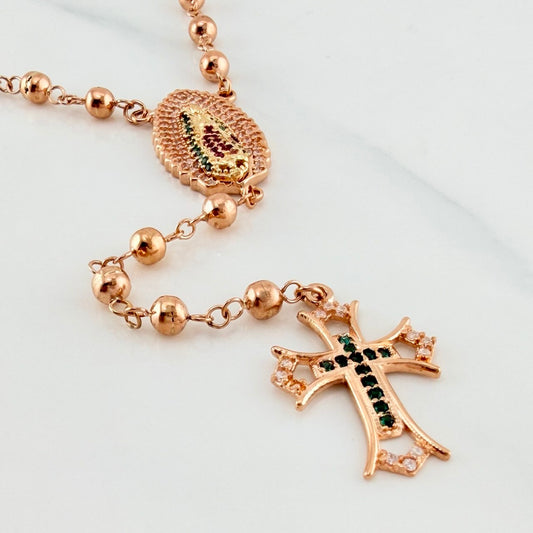 Rosario Virgen De Guadalupe 13.35 g / 40 cm / 4mm-5 mm Oro Rosa 18K