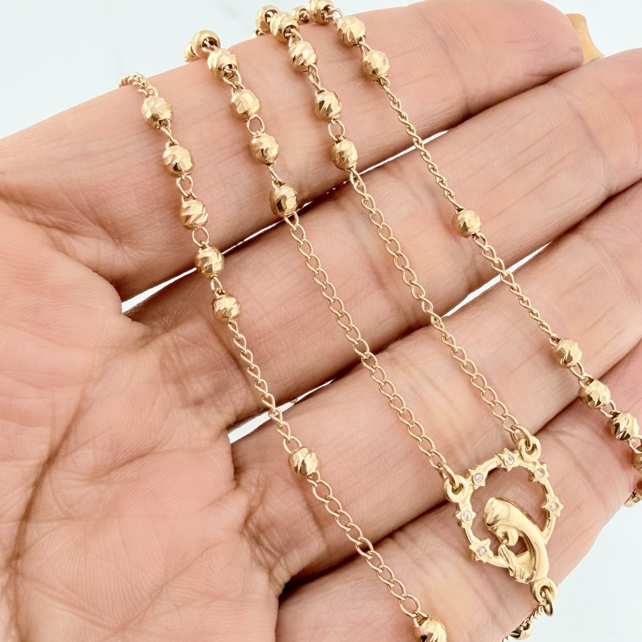 Rosario Virgen Maria 9.55 g / 58 cm / 3 mm Oro Amarillo 18K