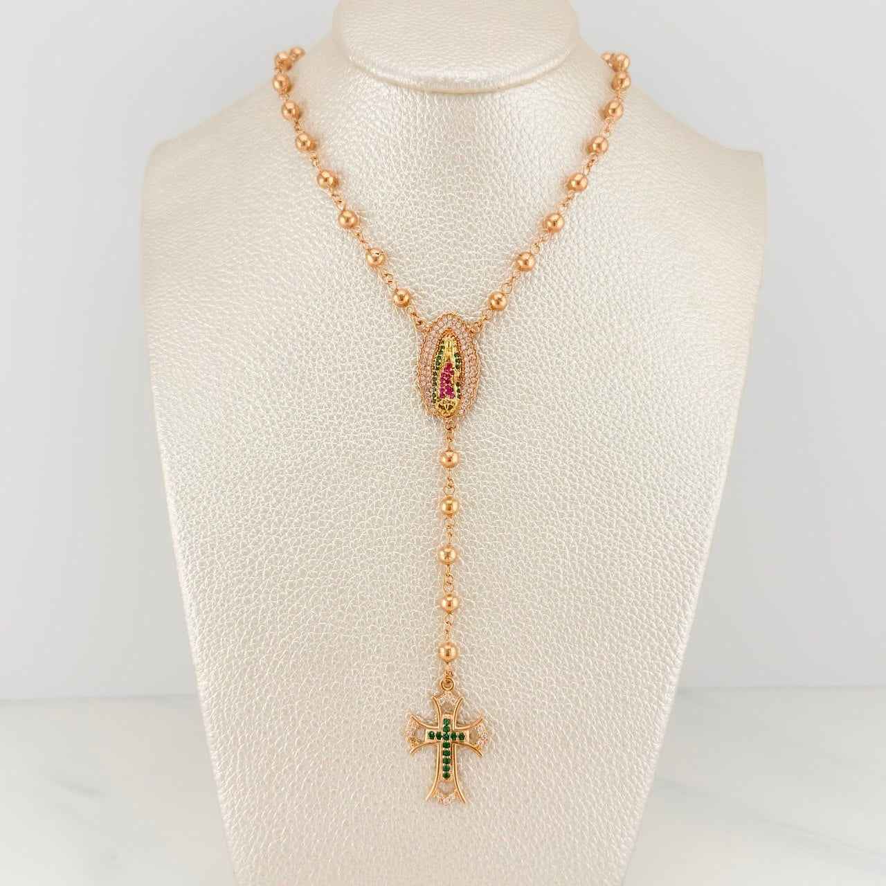 Rosario Virgen De Guadalupe 13.35 g / 40 cm / 4mm-5 mm Oro Rosa 18K