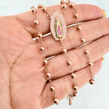 Rosario Virgen De Guadalupe 13.35 g / 40 cm / 4mm-5 mm Oro Rosa 18K