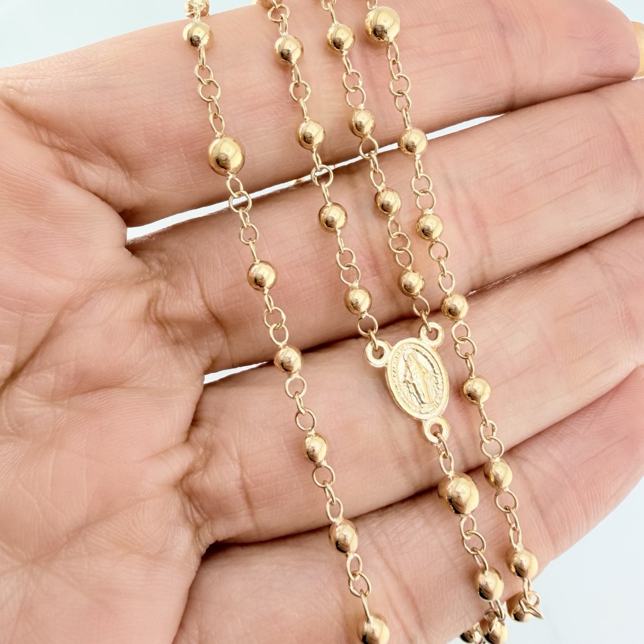 Rosario Virgen Milagrosa 6.65 g / 51 cm / 4mm-3 mm Oro Amarillo 18K