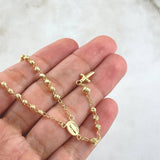 Rosario Virgen Milagrosa 8gr / 50cm / 3mm-4mm Bolas Diamantadas Crúz Lisa Oro Amarillo 18K