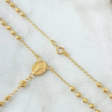 Rosario Virgen Milagrosa 7.25gr / 45cm / 3mm-4mm Bolas Diamantadas Cruz Tallada Oro Amarillo 18K *
