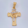 Dije Cruz Cristo Rostro  4gr / 3.5cm-Dos Oros Amarillo Blanco 18K +
