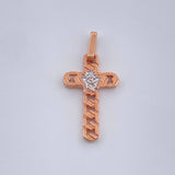 Dije Cruz Cubana 0.85gr / 2.1cm-Dos Oros Blanco Rosa 18K +