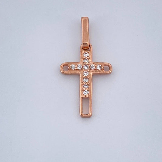 Dije Cruz 0.6gr / 1.9cm-Oro Rosa 18K +