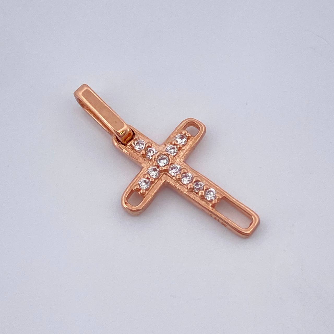 Dije Cruz 0.6gr / 1.9cm-Oro Rosa 18K +