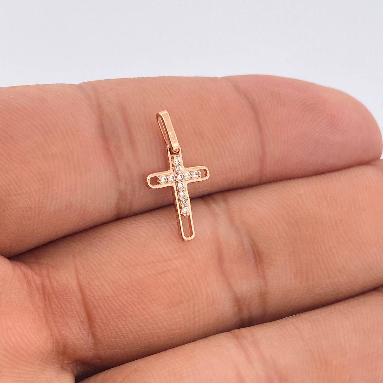 Dije Cruz 0.6gr / 1.9cm-Oro Rosa 18K +