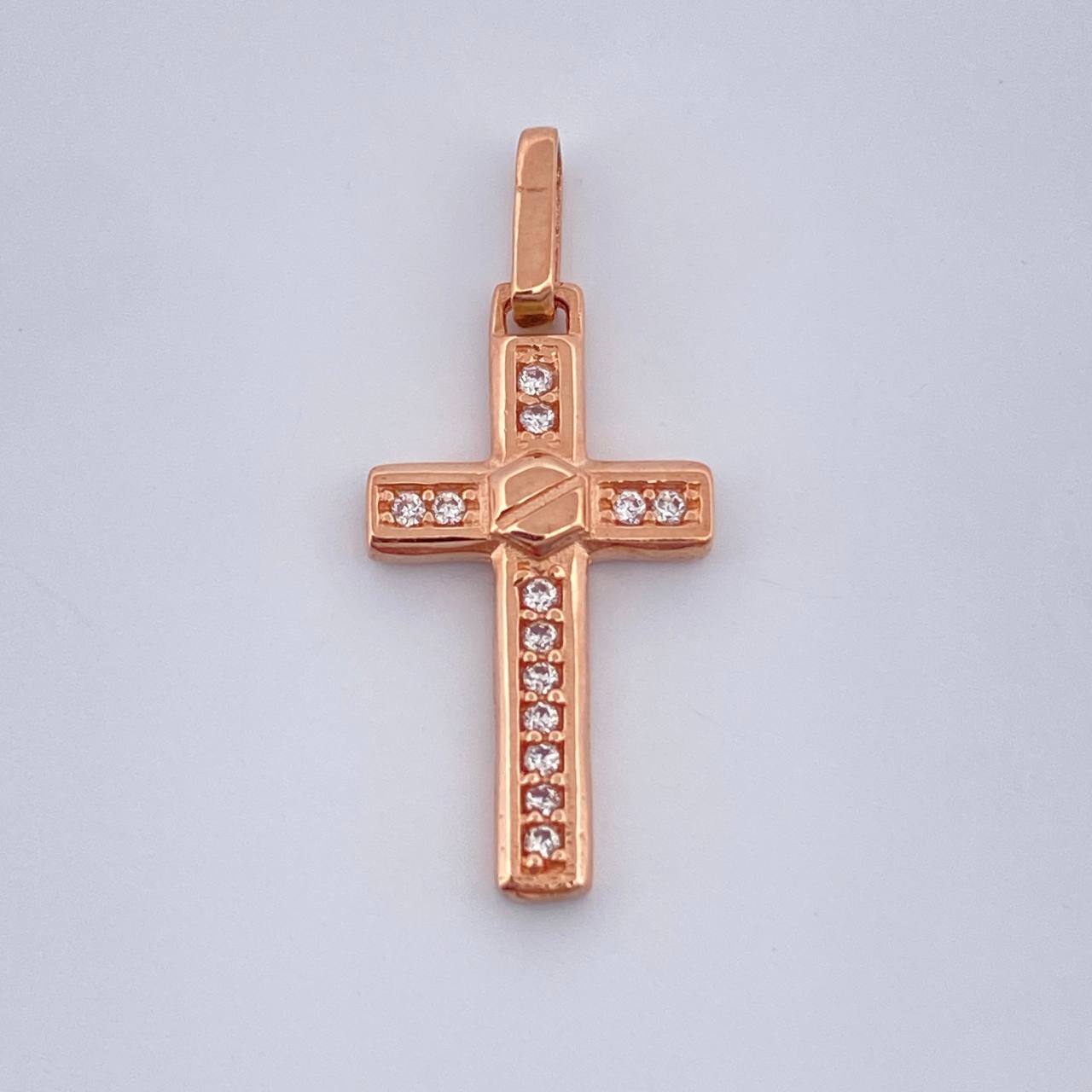 Dije Cruz Tornillo 1.1gr / 1.3cm-Oro Rosa 18K +