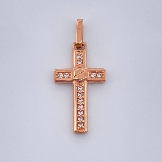 Dije Cruz Tornillo 1.1gr / 1.3cm-Oro Rosa 18K +