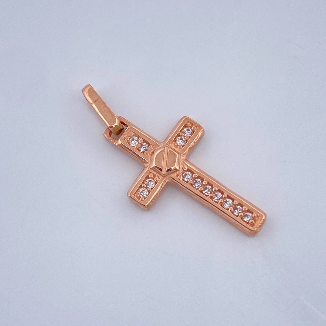 Dije Cruz Tornillo 1.1gr / 1.3cm-Oro Rosa 18K +