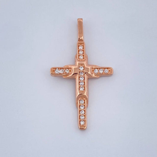 Dije Cruz Capas 1.15gr / 2.7cm-Oro Rosa 18K +