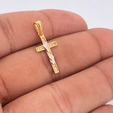 Dije Cruz Huellas 1.25gr / 2.7cm-Dos Oros Amarillo Blanco 18K +
