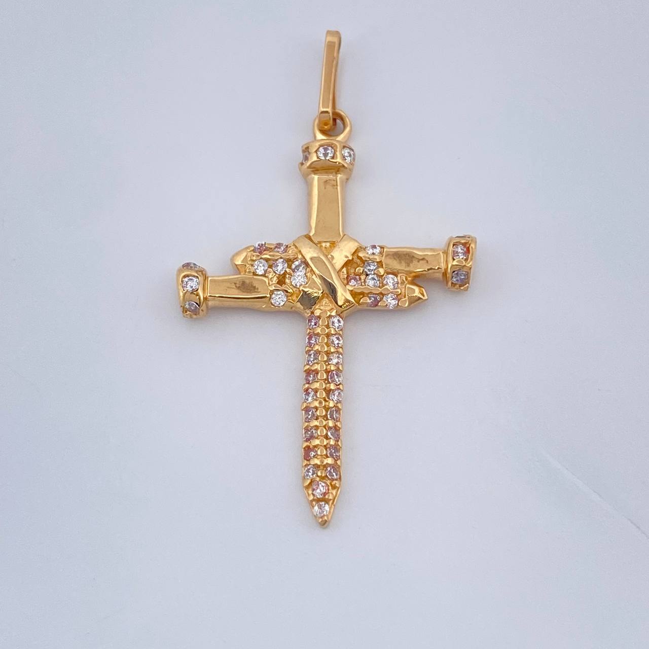 Dije Cruz Clavo 2.15gr / 3.4cm-Oro Amarillo 18K +