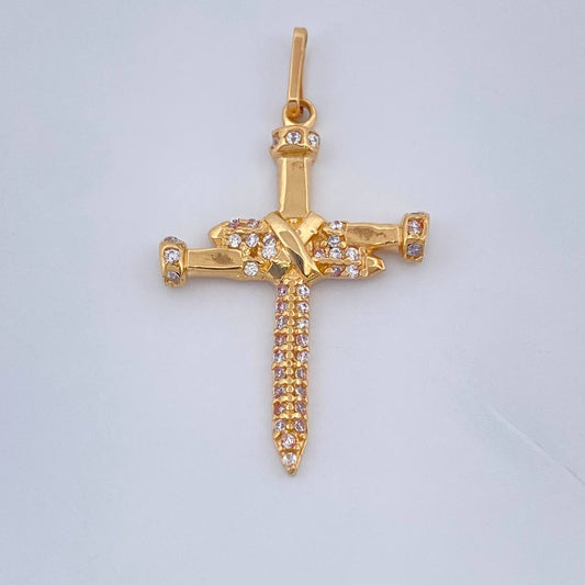 Dije Cruz Clavo 2.15gr / 3.4cm-Oro Amarillo 18K +