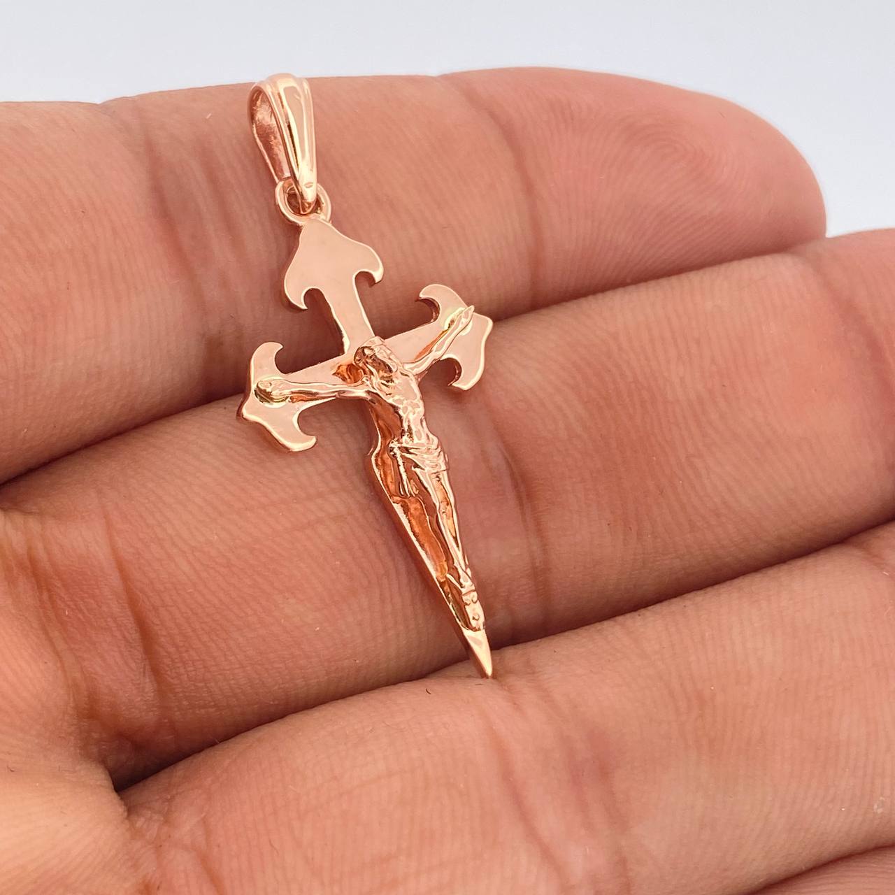 Dije Cruz Cristo 2.5gr / 3.9cm-Oro Rosa 18K +