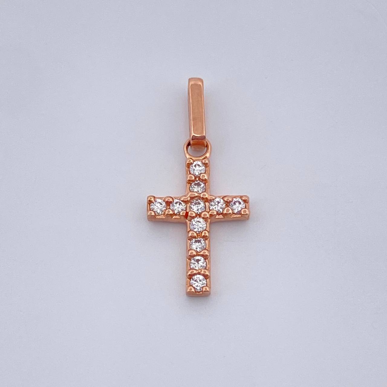Dije Cruz Punteado 0.6gr / 1.8cm-Oro Rosa 18K +