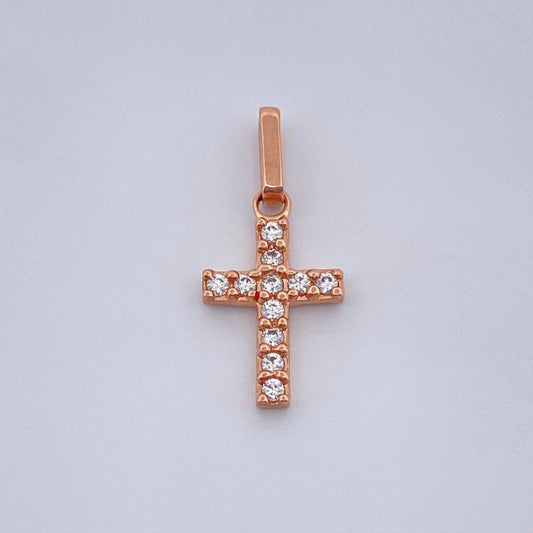 Dije Cruz Punteado 0.6gr / 1.8cm-Oro Rosa 18K +