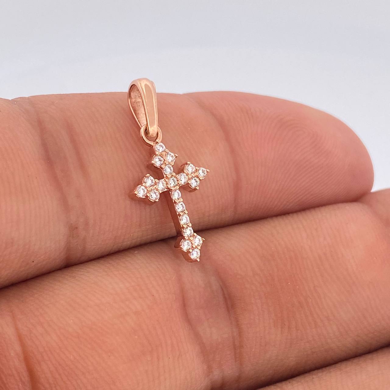 Dije Cruz Gotica 1gr / 1.3cm-Oro Rosa 18K +
