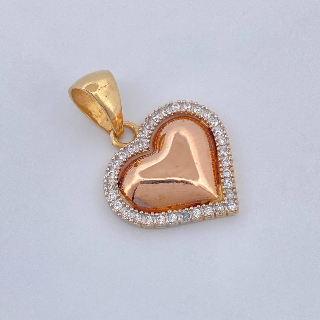 Dije Corazon 2.05gr / 2.5cm-Dos Oros Blanco Rosa 18K +