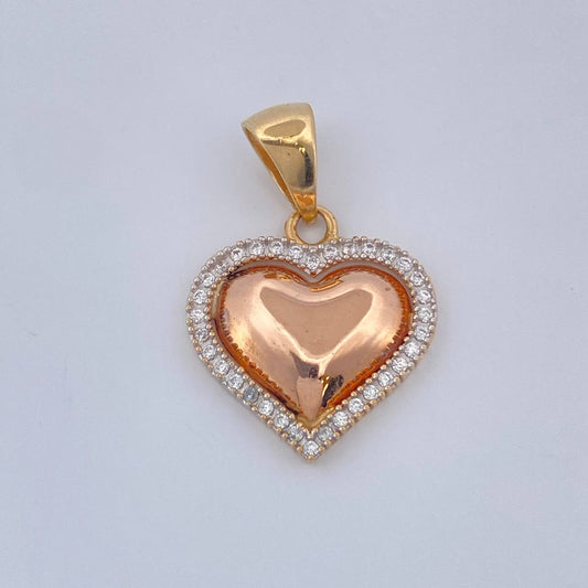 Dije Corazon 2.05gr / 2.5cm-Dos Oros Blanco Rosa 18K +