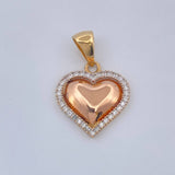 Dije Corazon 2.05gr / 2.5cm-Dos Oros Blanco Rosa 18K +
