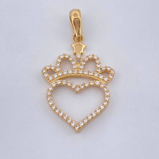 Dije Silueta Corazon Corona 1.8gr / 3cm-Oro Amarillo 18K +