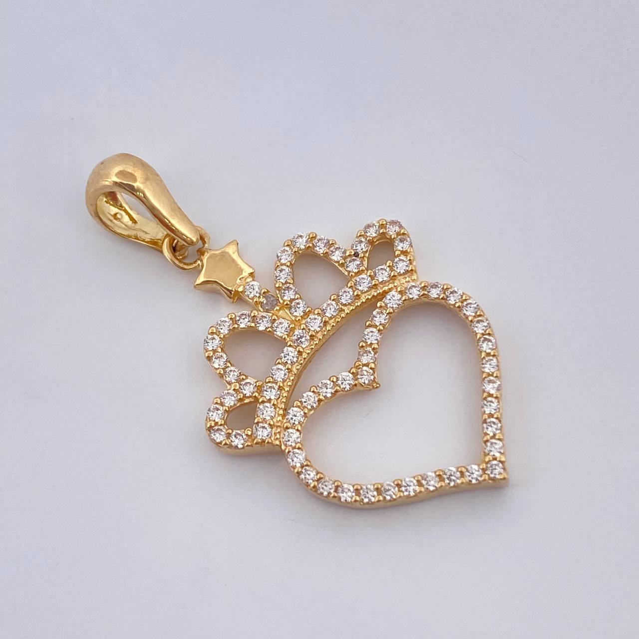 Dije Silueta Corazon Corona 1.8gr / 3cm-Oro Amarillo 18K +