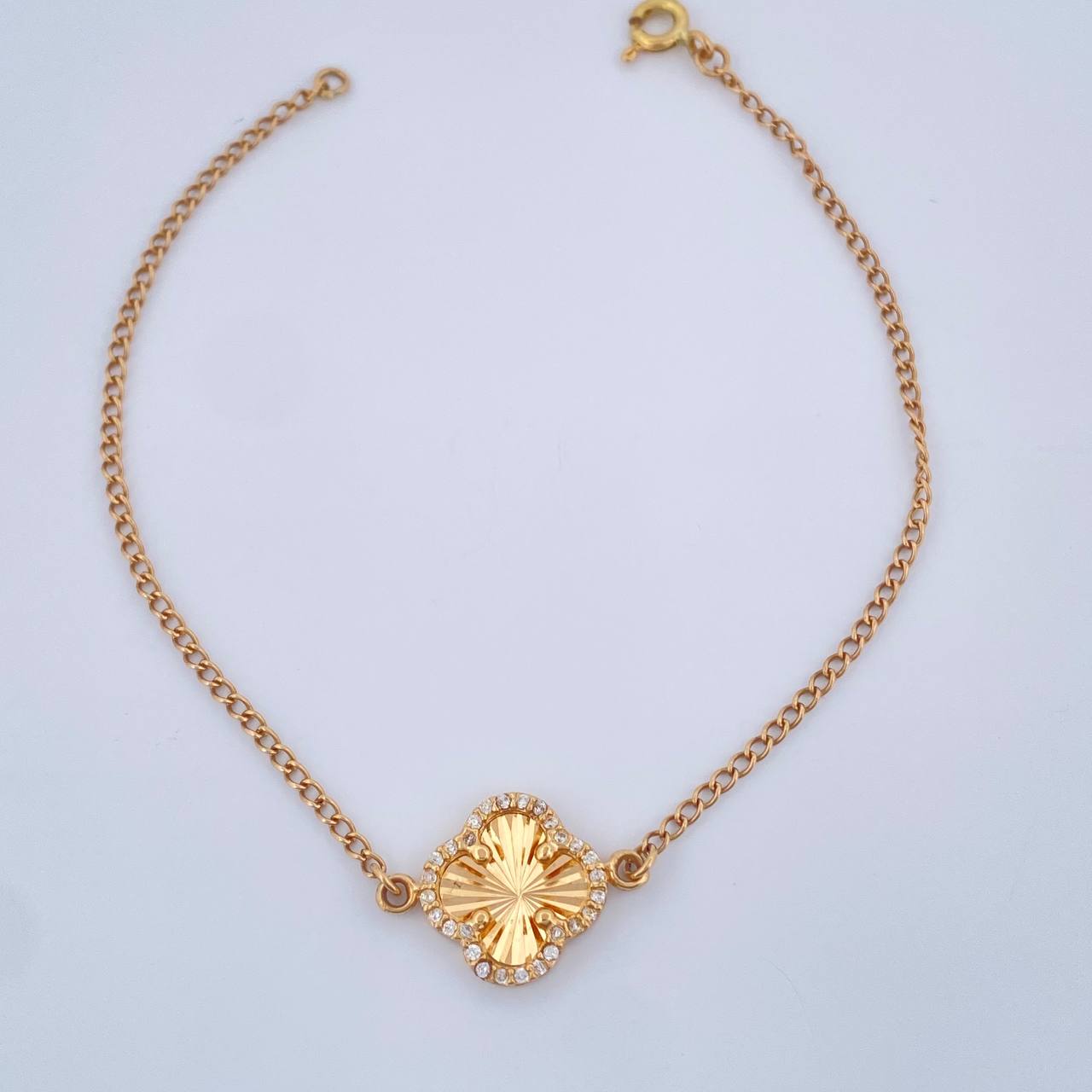 Pulso Trebol Aro Seguido 2.4gr / 18.5cm-2mm Oro Amarillo 18K %