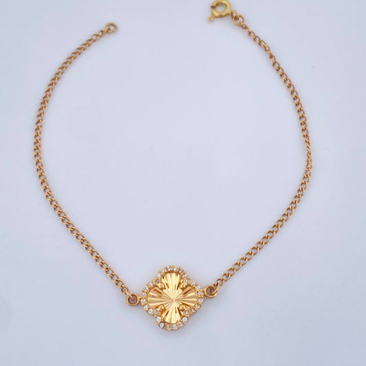 Pulso Trebol Aro Seguido 2.4gr / 18.5cm-2mm Oro Amarillo 18K %