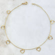 Tobillera Aro Seguido Corazones 1.25gr / 25cm / Liso- Diamantado Oro Amarillo +4