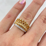 Anillo Corona Real 15s 3.55gr / T6 / Circones Blancos Dos Oros Amarillo Blanco ©