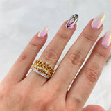 Anillo Corona Real 15s 3.55gr / T6 / Circones Blancos Dos Oros Amarillo Blanco ©