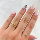 Anillo Clavo 1.9gr / T7 3/4 / Circones Blancos Oro Amarillo ©