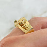Anillo Palma Quimbaya 4.5gr / T11 4/4 / Circones Verdes Oro Amarillo ©