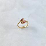 Anillo Rosas 2.4gr / T6 / Circones Rojos Oro Amarillo